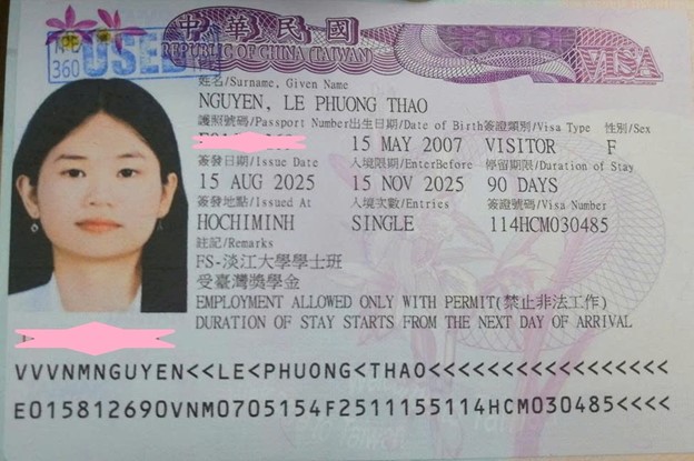 Chúc mừng Nguyễn Lê Phương Thảo đã được học bổng Chính Phủ Đài Loan trường Đại học Đạm Giang